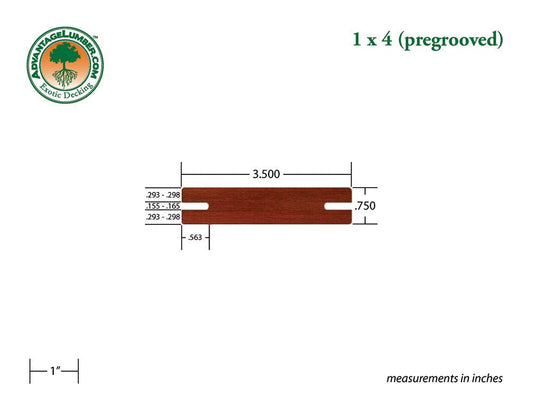 1 x 4 Brazilian Redwood (Massaranduba) Wood Pre-Grooved Decking - Advantage Lumber