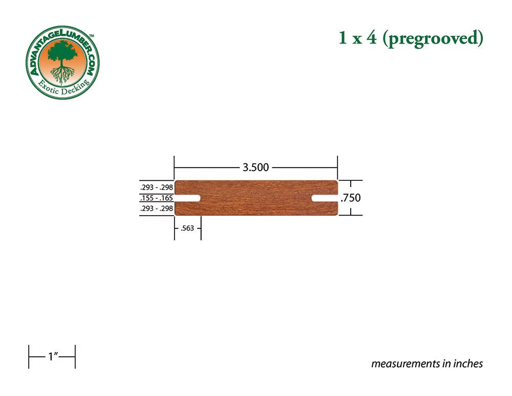 1x4 Cumaru Pre-Grooved 6'-18' Deck Surface Kit - Advantage Lumber