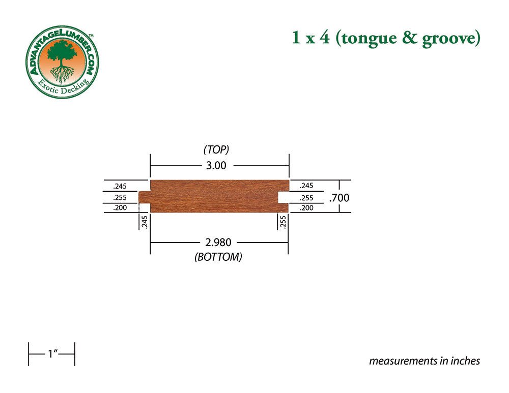 FSC® 1x4 Cumaru Tongue & Groove Square-Edge - Advantage Lumber