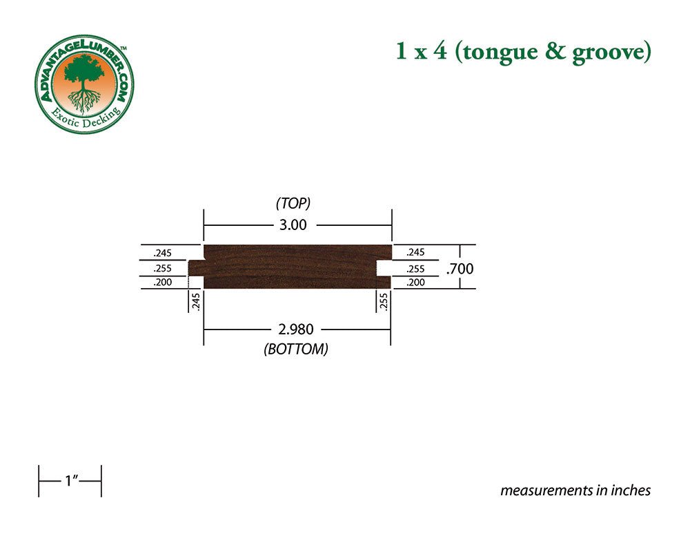 FSC® 1x4 Ipe Tongue & Groove Square-Edge - Advantage Lumber