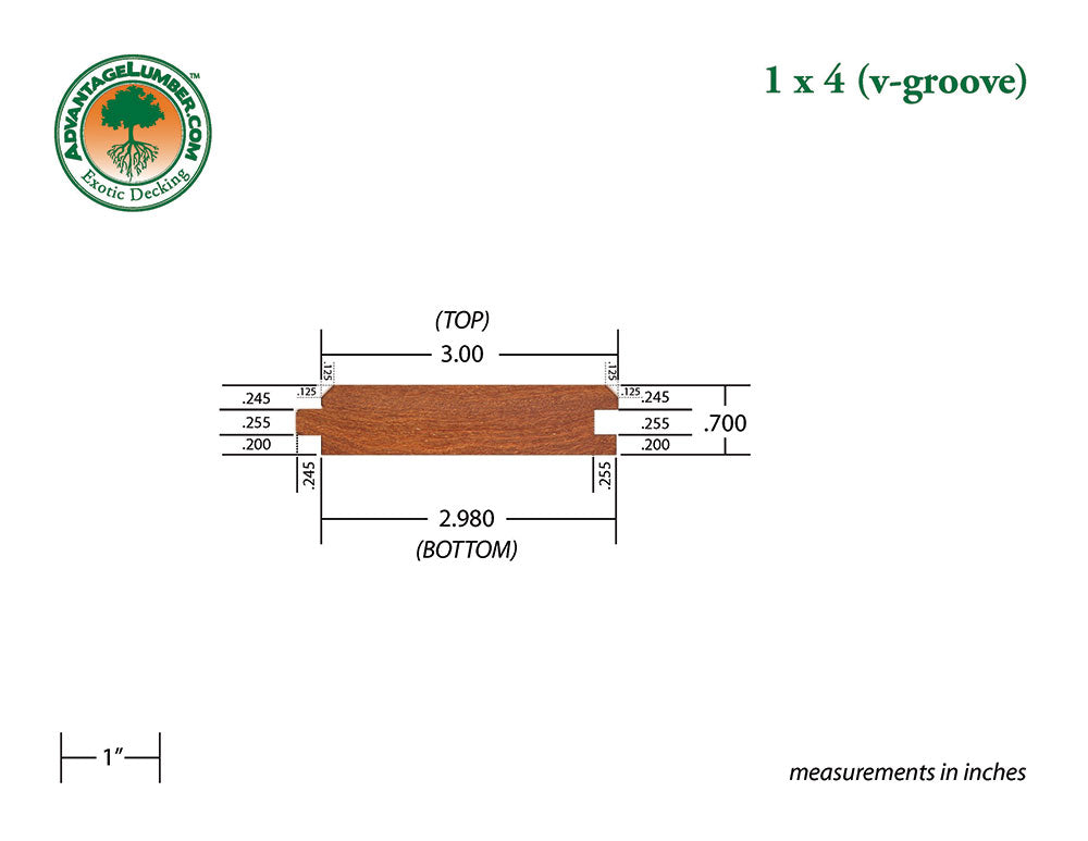 1x4 Cumaru 45° V-Groove 6'-18' Surface Kit