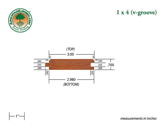 1x4 Cumaru 45° V-Groove 6'-18' Surface Kit