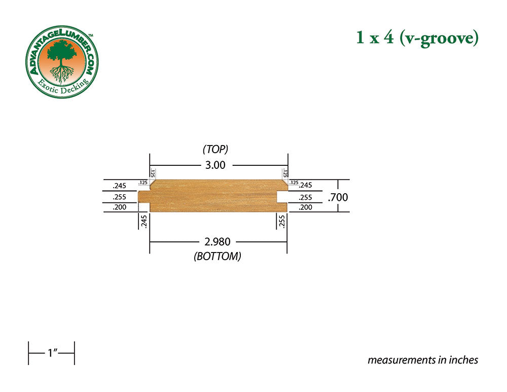 1x4 Garapa 45° V-Groove 6'-18' Surface Kit
