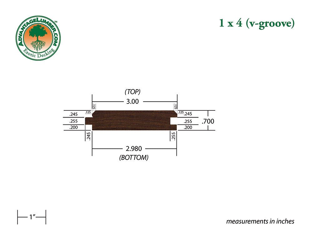 FSC® 1x4 Ipe 45° V-Groove - Advantage Lumber