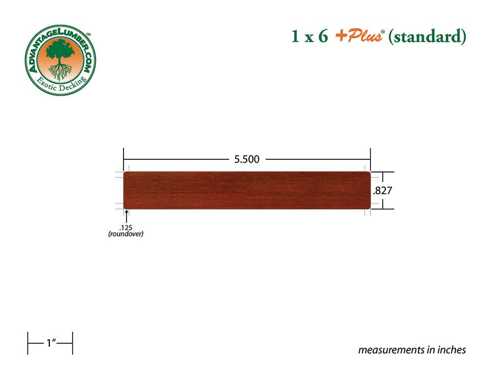 1 x 6 +Plus® Brazilian Redwood (Massaranduba) Wood Decking (21mm x 6) - Advantage Lumber