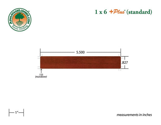 1 x 6 +Plus® Brazilian Redwood (Massaranduba) Wood Decking (21mm x 6) - Advantage Lumber