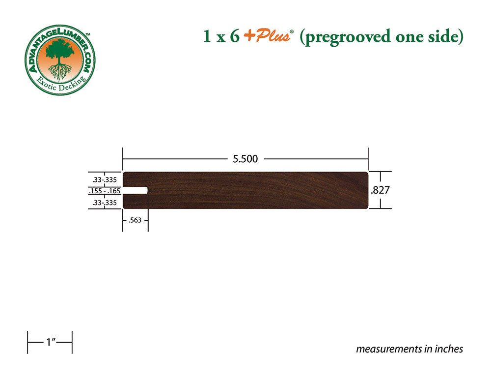 FSC® 1x6 +Plus® Ipe One-Sided Pre-Grooved - Advantage Lumber