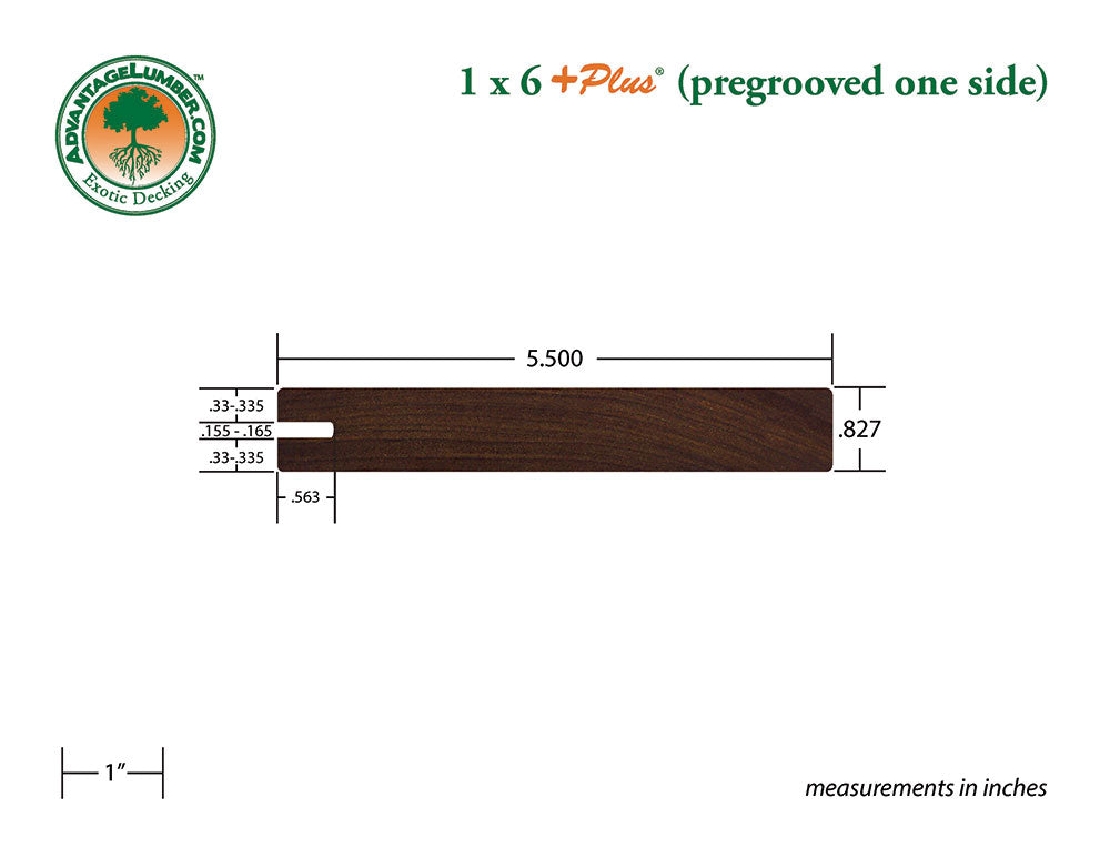 1 x 6 +Plus® Ipe One Sided Pre-Grooved Decking (21mm x 6)