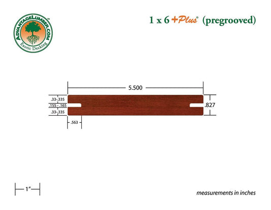 1 x 6 +Plus® Brazilian Redwood (Massaranduba) Wood Pre-Grooved Decking (21mm x 6) - Advantage Lumber
