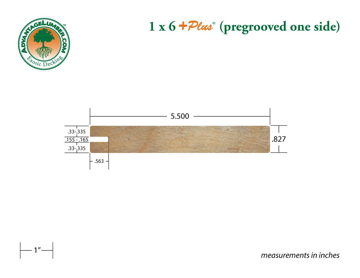 FSC® 1x6 +Plus® Garapa One-Sided Pre-Grooved - Advantage Lumber