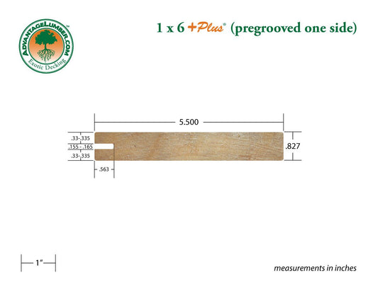 FSC® 1x6 +Plus® Garapa One-Sided Pre-Grooved - Advantage Lumber