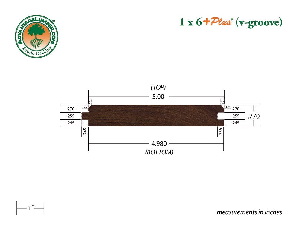 FSC® 1x6 +Plus® Ipe 45° V-Groove - Advantage Lumber