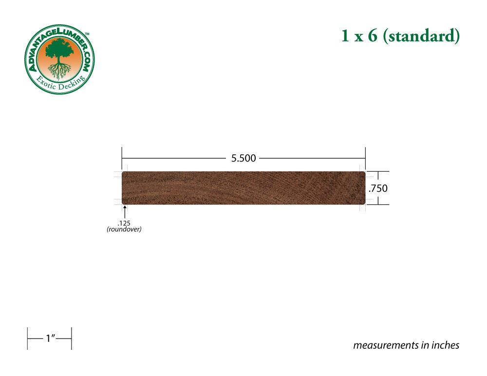 1 x 6 SMR Mahogany (Red Balau) Wood Decking - Advantage Lumber