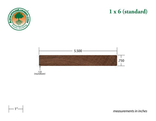 1 x 6 SMR Mahogany (Red Balau) Wood Decking - Advantage Lumber