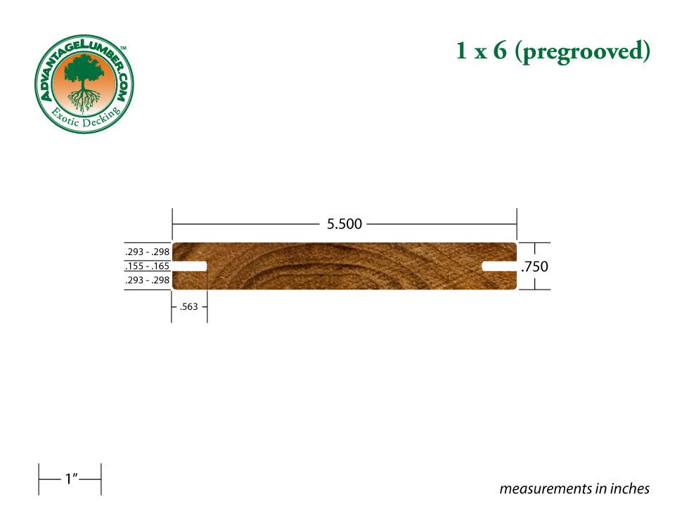 1x6 Teak Pre-Grooved 5'-8' Deck Surface Kit - Advantage Lumber