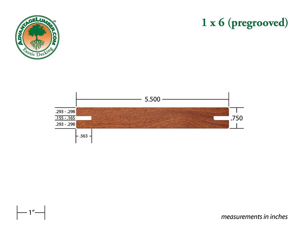 1x6 Cumaru Pre-Grooved 6'-18' Deck Surface Kit - Advantage Lumber