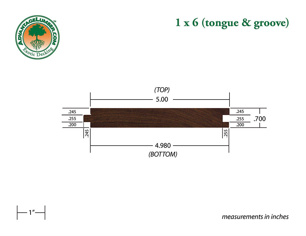 1 x 6 Ipe Wood T&G Square-Edge Decking