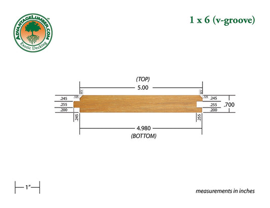 FSC® 1x6 Garapa 45° V-Groove