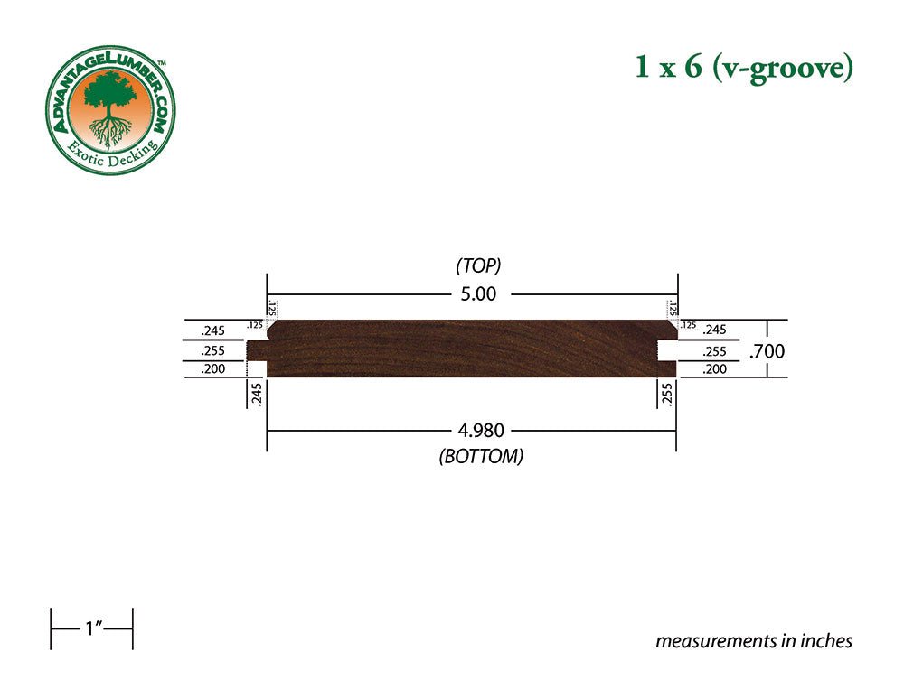 FSC® 1x6 Ipe 45° V-Groove - Advantage Lumber
