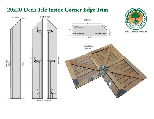 20 x 20 Advantage Deck Tile® Edge Trim - Inside Corner Set - Advantage Lumber