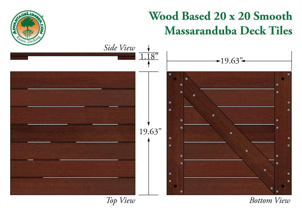 Brazilian Redwood (Massaranduba) Advantage Deck Tiles® 20 x 20 - Smooth