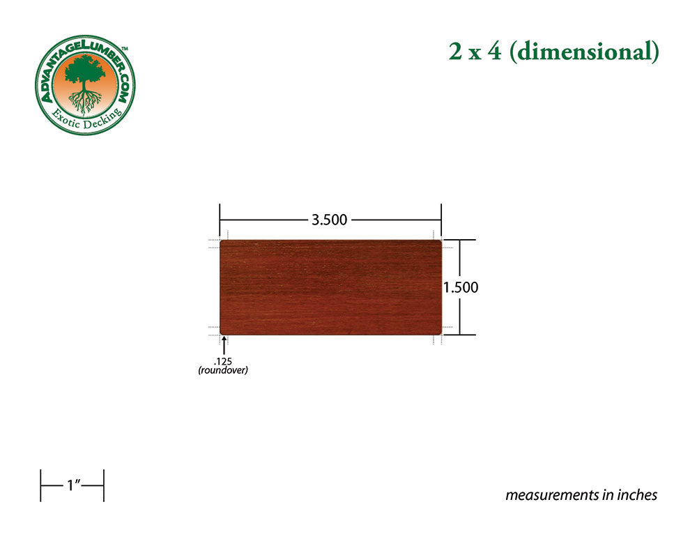 2 x 4 Brazilian Redwood (Massaranduba) Wood