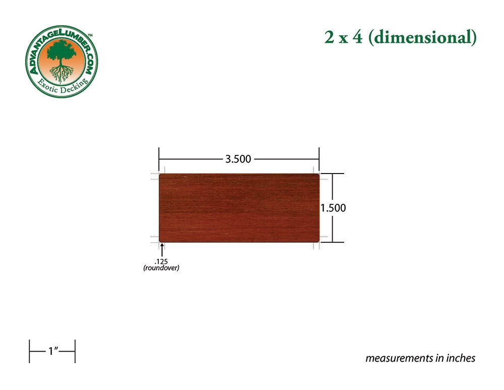 2 x 4 Brazilian Redwood (Massaranduba) Wood - Advantage Lumber