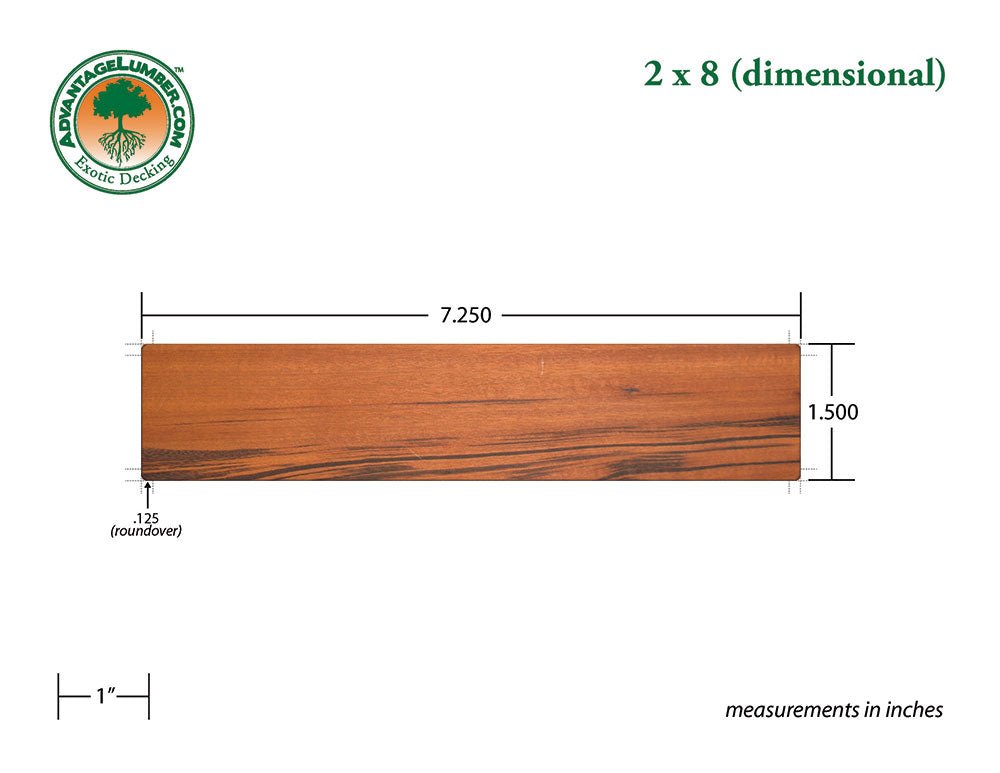 2 x 8 Tigerwood Lumber - Advantage Lumber
