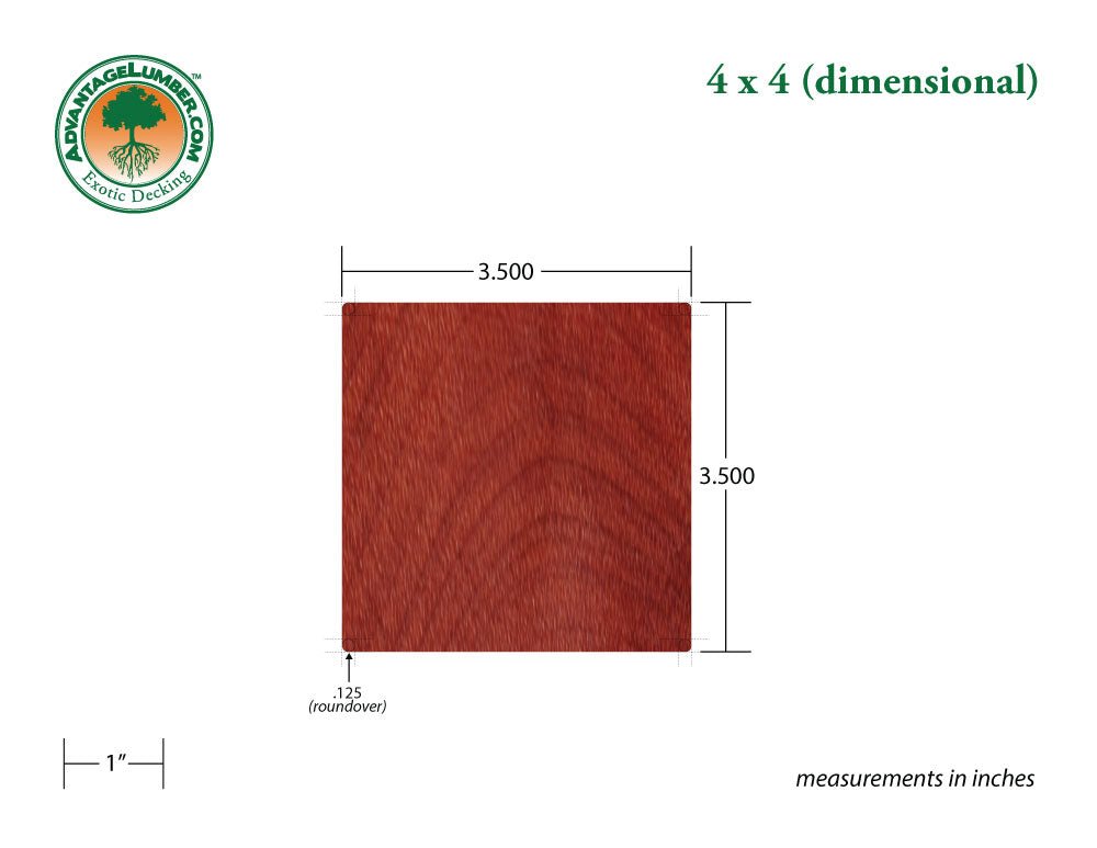 4 x 4 Brazilian Redwood (Massaranduba) Wood - Advantage Lumber