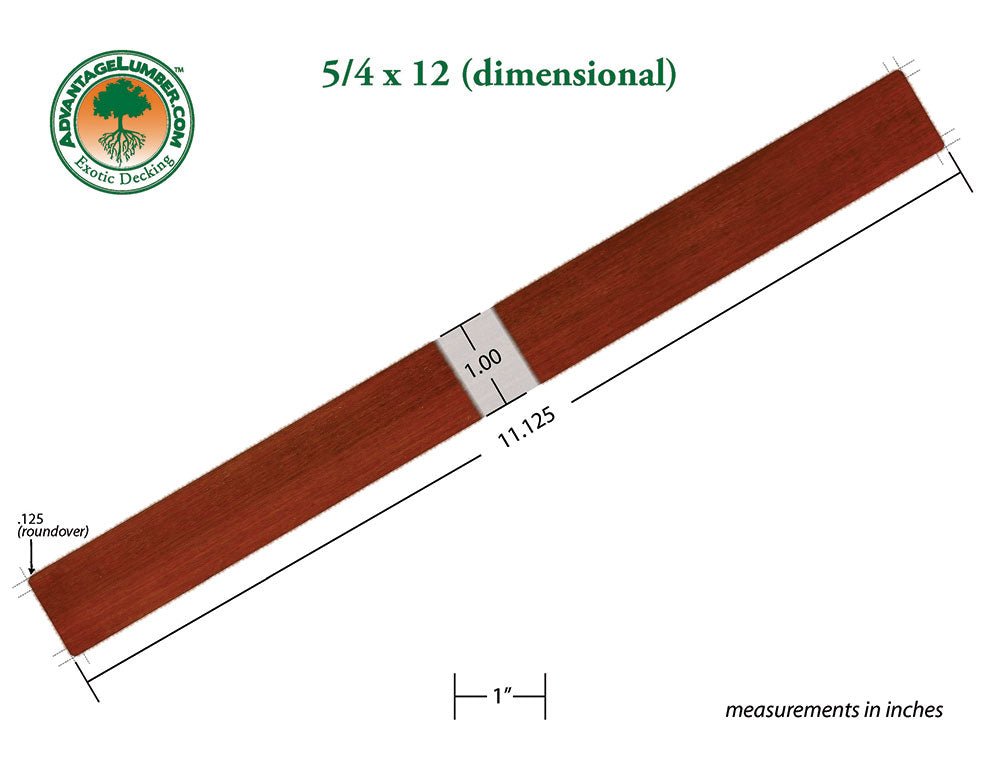 5/4 x 12 Brazilian Redwood (Massaranduba) Wood Decking - Advantage Lumber