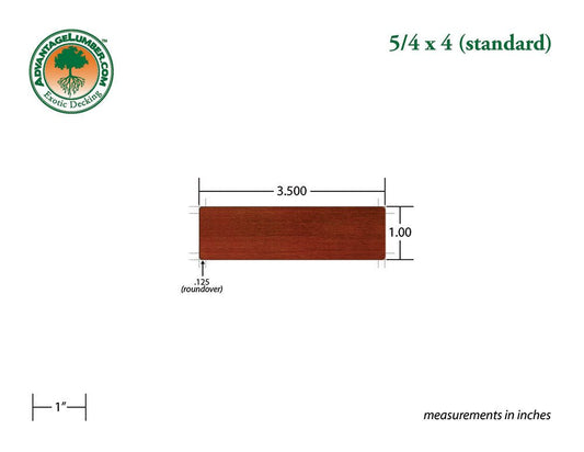 5/4 x 4 SMR Brazilian Redwood (Massaranduba) Wood Decking - Advantage Lumber