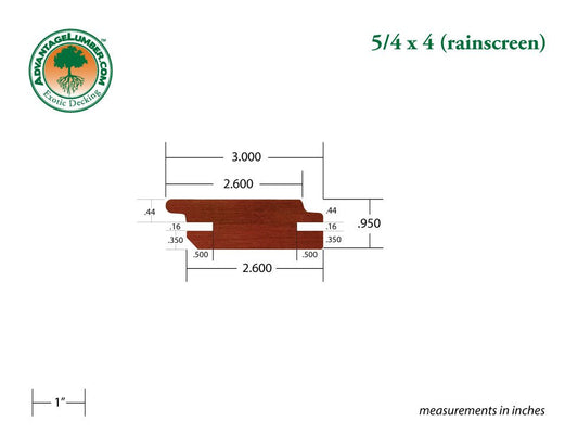 5/4 x 4 Brazilian Redwood (Massaranduba) Rainscreen Siding - Advantage Lumber