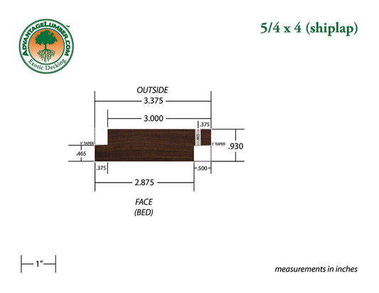 5/4 x 4 Ipe Shiplap Siding