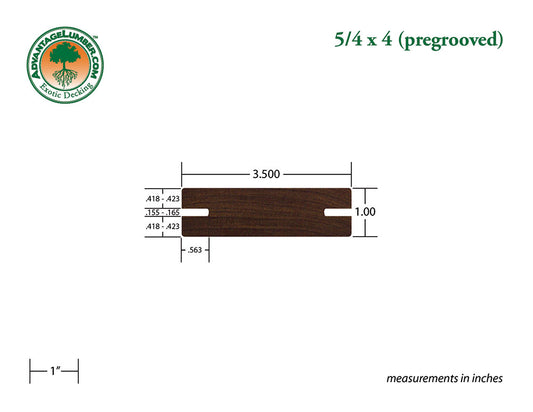 5/4 x 4 Ipe Wood Pre-Grooved Decking