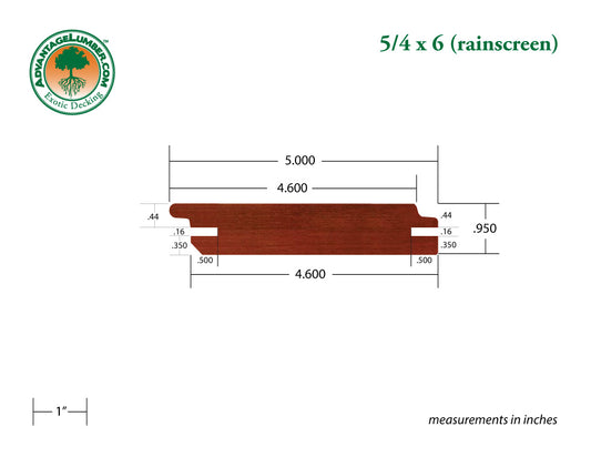 5/4 x 6 Brazilian Redwood (Massaranduba) Rainscreen Siding