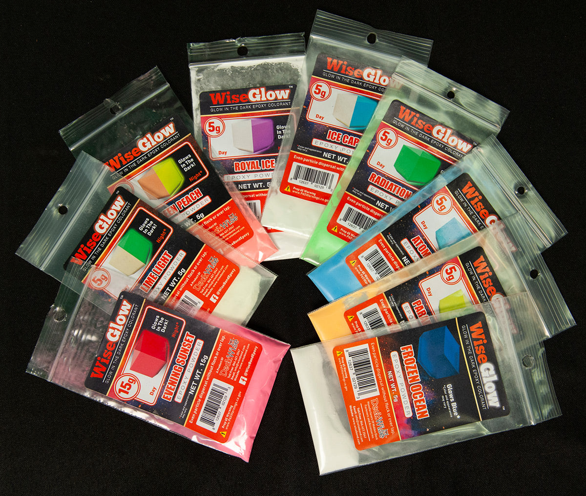 WiseBond™ WiseGlow™ Epoxy Colorant Variety Pack (9 - 5g)