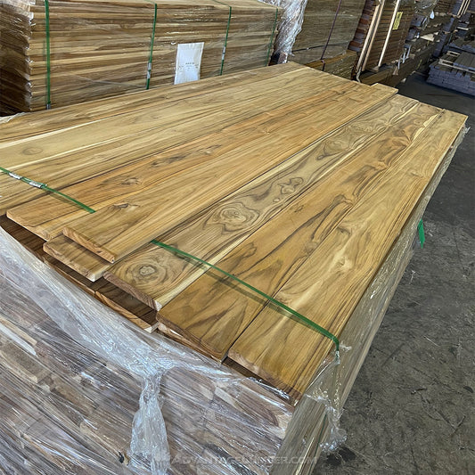 FSC® 1 x 4 Teak - Plantation Wood One Sided Pre-Grooved Decking