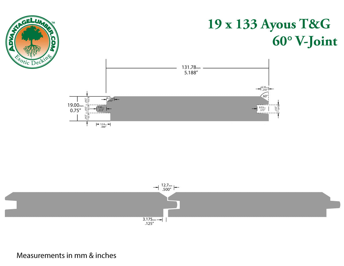 Advantage ThermoWood® Ayous, Thermally Modified 1x6 Nickel Gap T&G