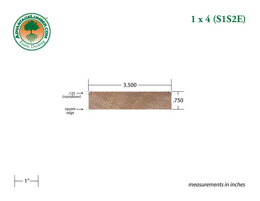 1x4 Western Red Cedar - Appearance Grade - S1S2E/Green