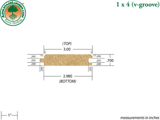 1 x 4 Poplar Wood 60° V-Joint