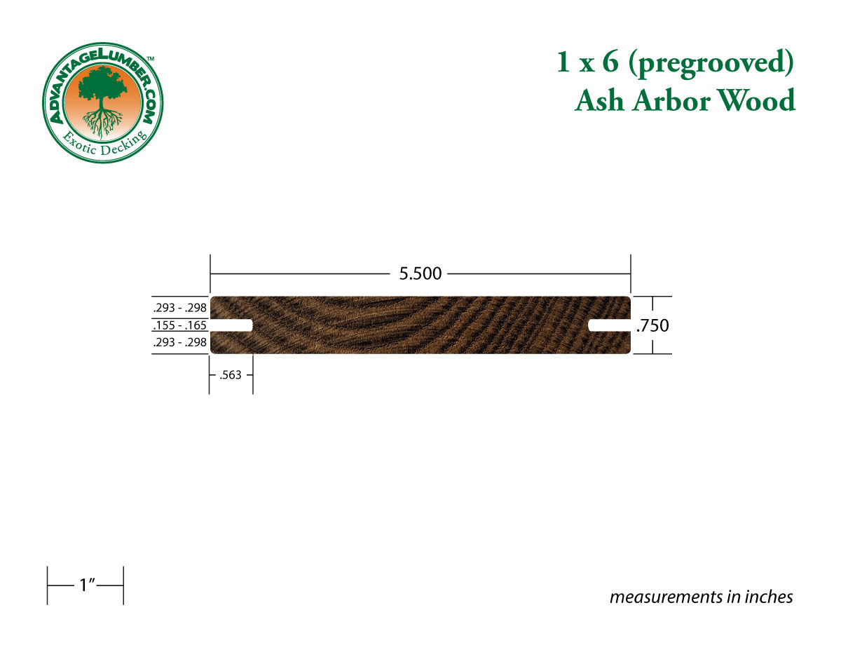 Arbor Wood Thermally Modified Natrl Ash, 1x6 Pre-Grooved