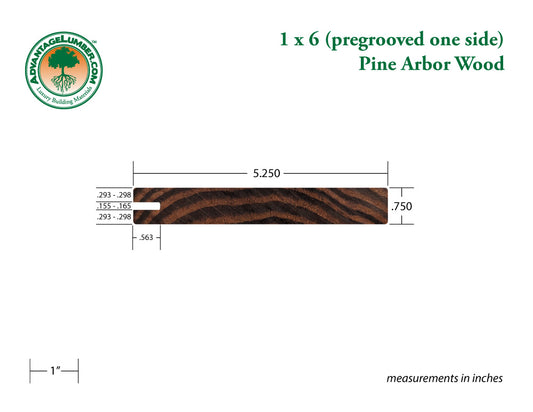 Arbor Wood Thermally Modified Natrl Pine, 1x6 One-Sided Pregrooved