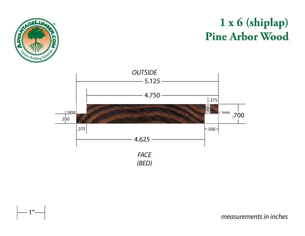 Arbor Wood Thermally Modified Natrl Pine, 1x6 Shiplap