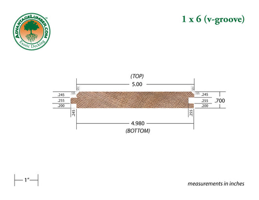 1x6 Western Red Cedar - Clear Vertical Grain (CVG) - V-Joint T&G/KD