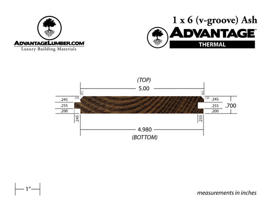 Advantage Thermally Modified Ash, 1x6 V-Groove