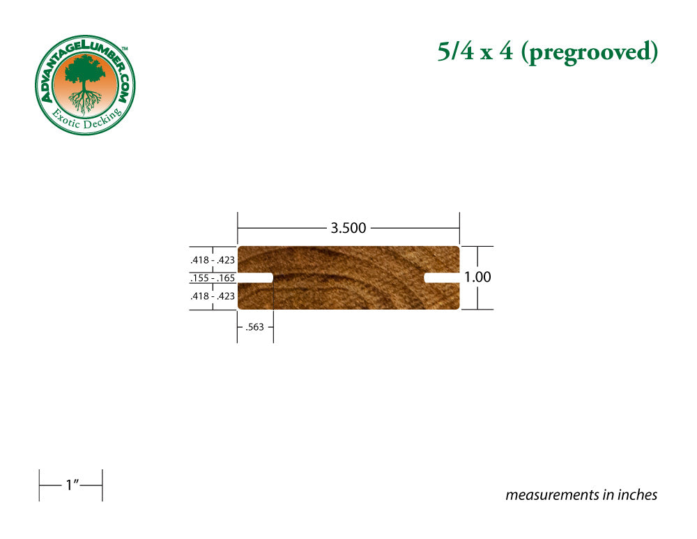 5/4 x 4 Teak Wood Pre-Grooved Decking
