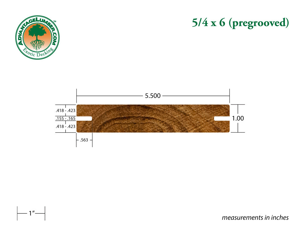 5/4 x 6 Teak Wood Pregrooved Decking
