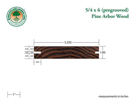 Arbor Wood Thermally Modified Natrl Pine, 5/4x6 Pregrooved