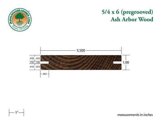 Arbor Wood Thermally Modified Natrl Ash, 5/4x6 Pre-Grooved