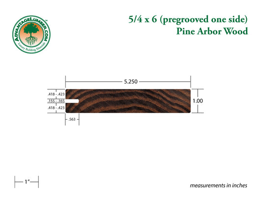 Arbor Wood Thermally Modified Natrl Pine, 5/4x6 One-Sided Pregrooved